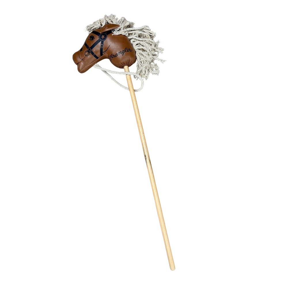 Vintage‎ Wrangler Stick Horse Brown Faux Leather Hobby Horse Western Toy Prop